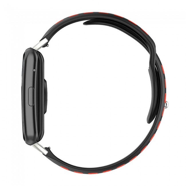 Huawei Watch Fit Band Soft Silicone Strap Watchband Double Color Quick Release Replacement Band Black/Red