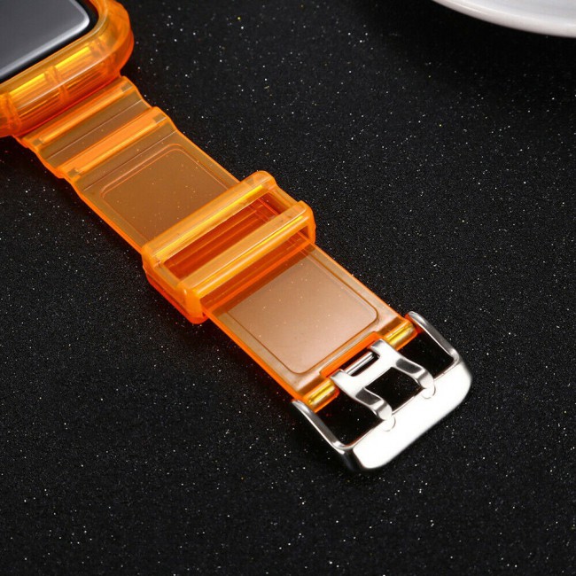 Apple Watch Band 42-44-45mm Transparent Fluorescent Sport TPU Strap - Orange