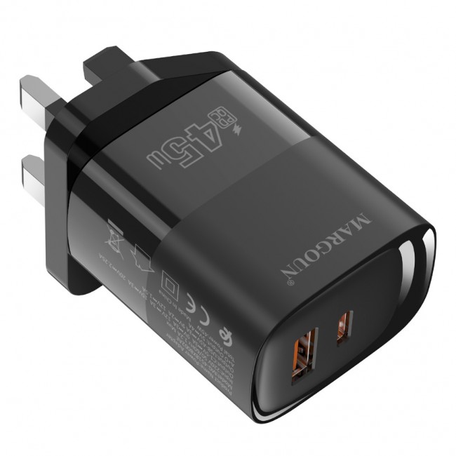 MARGOUN 45W Power Adapter Duo, Dual USB-C USB-A Ports, PD and QC Super Fast Charging, MG-4518XBEG003AE
