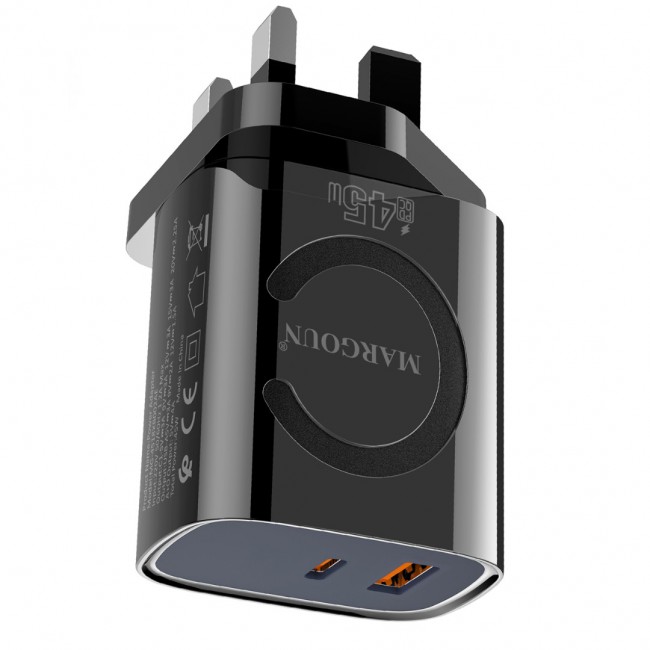 MARGOUN 45W Power Adapter Duo, Dual USB-C USB-A Ports, PD and QC Super Fast Charging, MG-4518XBEG005AE