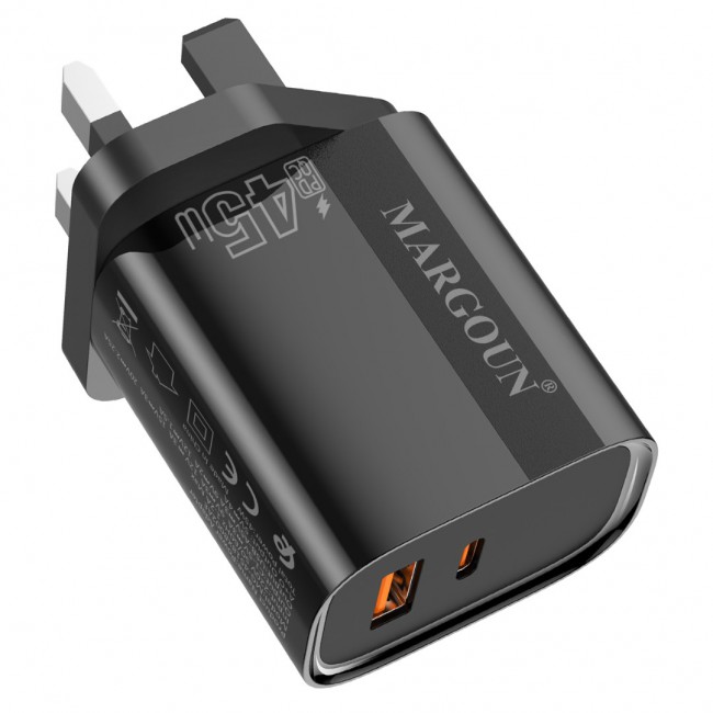 MARGOUN 45W Power Adapter Duo, Dual USB-C USB-A Ports, PD and QC Super Fast Charging, MG-4518XBEG001AE