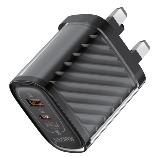 MARGOUN 45W Power Adapter Duo, Dual USB-C USB-A Ports, PD and QC Super Fast Charging, MG-4518XBEG004AE
