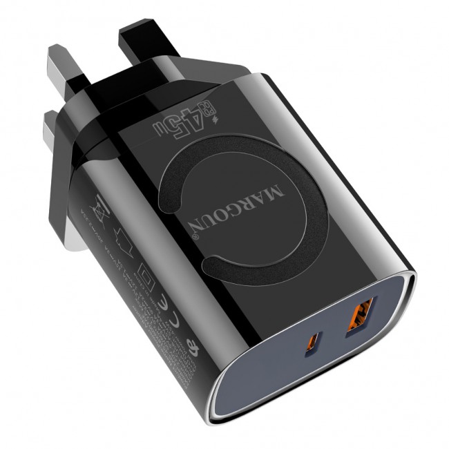 MARGOUN 45W Power Adapter Duo, Dual USB-C USB-A Ports, PD and QC Super Fast Charging, MG-4518XBEG005AE