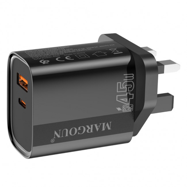 MARGOUN 45W Power Adapter Duo, Dual USB-C USB-A Ports, PD and QC Super Fast Charging, MG-4518XBEG001AE