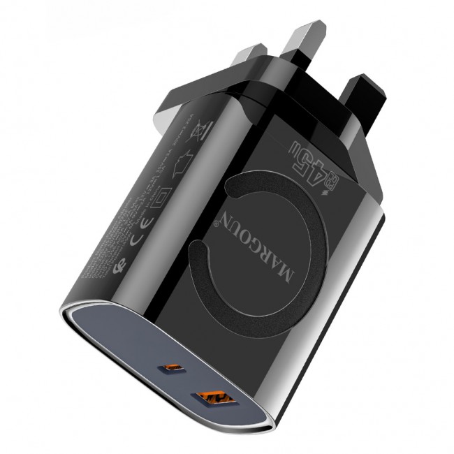 MARGOUN 45W Power Adapter Duo, Dual USB-C USB-A Ports, PD and QC Super Fast Charging, MG-4518XBEG005AE