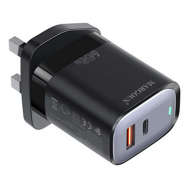 MARGOUN 45W Power Adapter Duo, Dual USB-C USB-A Ports, PD and QC Super Fast Charging, MG-4518XBEG002AE