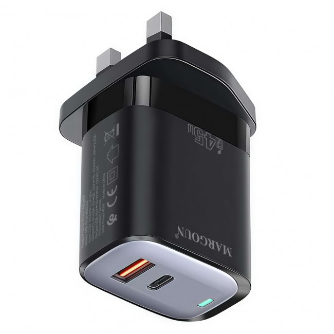 MARGOUN 45W Power Adapter Duo, Dual USB-C USB-A Ports, PD and QC Super Fast Charging, MG-4518XBEG002AE