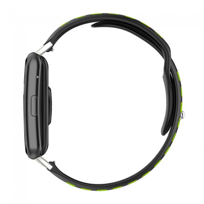Huawei Watch Fit Band Soft Silicone Strap Watchband Double Color Quick Release Replacement Band Black/Neon Green