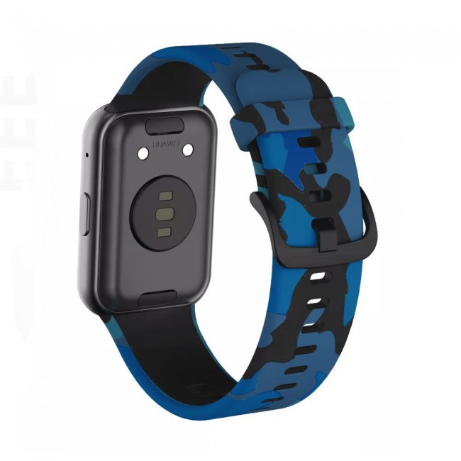 Huawei Band 7 Watch Strap Sport Silicone Replacement Band Bracelet Adjustable Wristband with Buckle Closure Camouflage Print