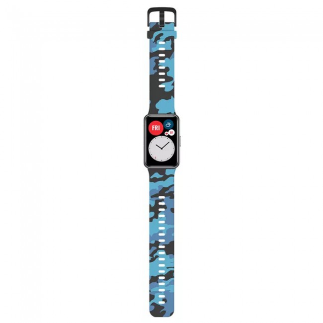 Huawei Band 7 Watch Strap Sport Silicone Replacement Band Bracelet Adjustable Wristband with Buckle Closure Camouflage Print