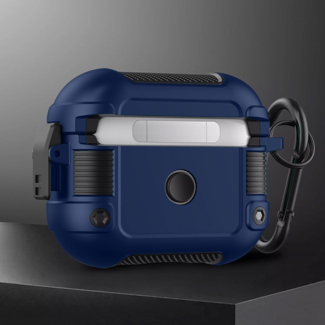 AirPods 3 Case Heavy Duty Hybrid Rugged Shockproof Shell Cover with Carabiner Keychain Compatible with Apple AirPods 3rd Generation Blue