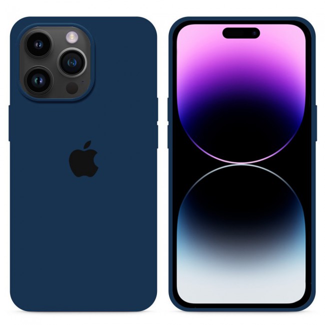 iPhone 14 Pro Case Silicone Cover Liquid Gel Soft Ultra Slim Shockproof Back Cover Full Body Protection 6.1 inch Dark Blue