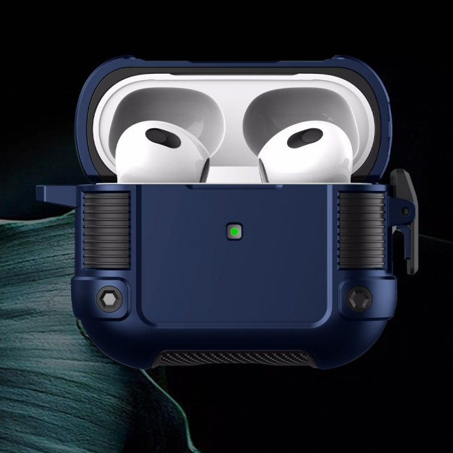 AirPods 3 Case Heavy Duty Hybrid Rugged Shockproof Shell Cover with Carabiner Keychain Compatible with Apple AirPods 3rd Generation Blue
