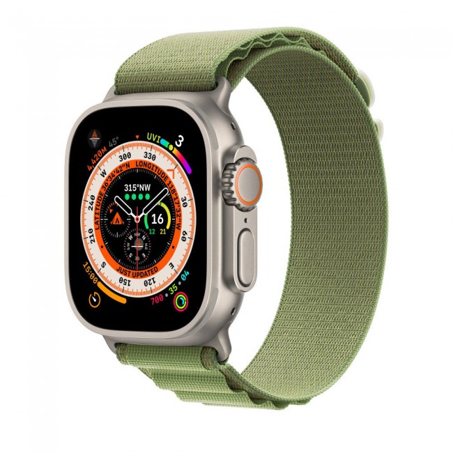 Apple Watch Alpine Loop Band 49mm/45mm/44mm Nylon Woven Sport Strap Compatible with iWatch Series 8/Ultra/7/SE/6/5/4/3/2/1 Green