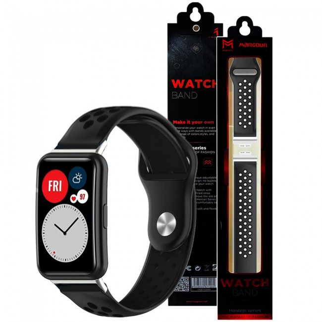 Huawei Watch Fit Band Soft Silicone Strap Watchband Double Color Quick Release Replacement Band Black