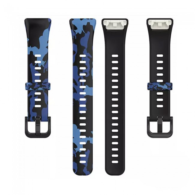 Huawei Band 7 Watch Strap Sport Silicone Replacement Band Bracelet Adjustable Wristband with Buckle Closure Camouflage Print