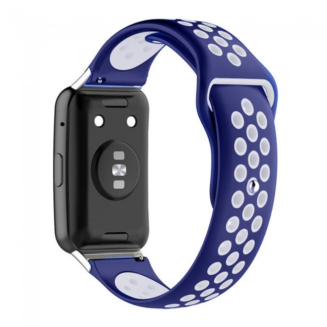Huawei Watch Fit Band Soft Silicone Strap Watchband Double Color Quick Release Replacement Band Blue/White