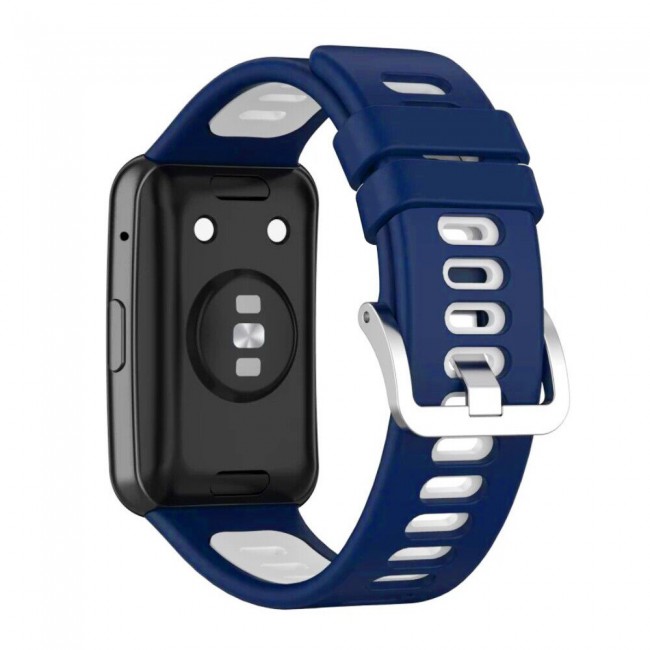 Huawei Watch Fit Silicone Strap Watchband Double Color Replacement Band Compatible with Huawei Fit Smart Watch Blue/White