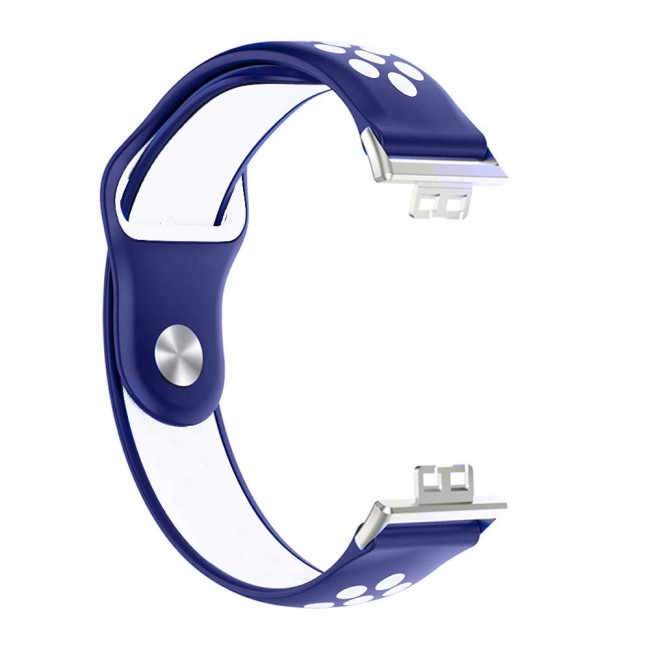 Huawei Watch Fit Band Soft Silicone Strap Watchband Double Color Quick Release Replacement Band Blue/White