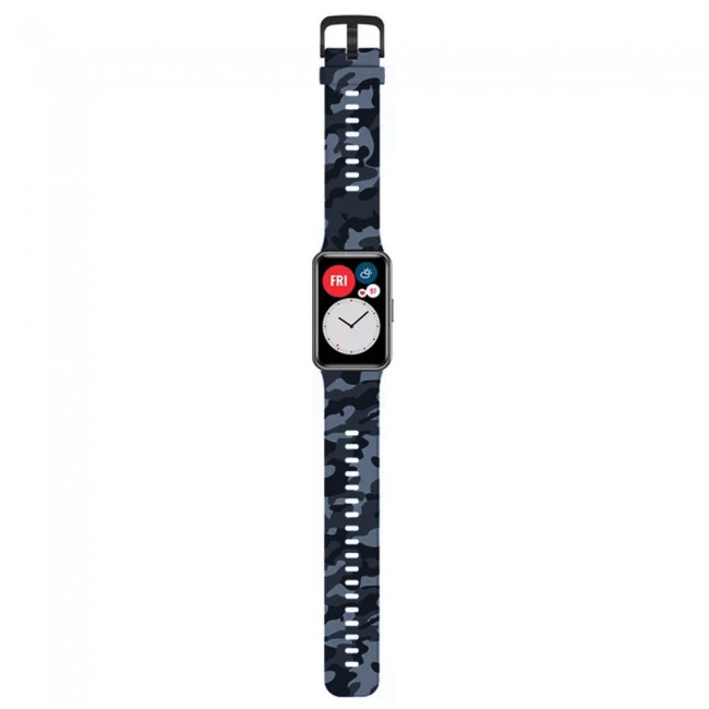 Huawei Band 7 Watch Strap Sport Silicone Replacement Band Bracelet Adjustable Wristband with Buckle Closure Camouflage Print