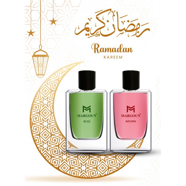 Ramadan Perfume Gift Set for Couples – Margoun Bliss 85ml Men EDP + Margoun Aroma 85ml Women EDP | Long Lasting Luxury Eau de Parfum Bundle