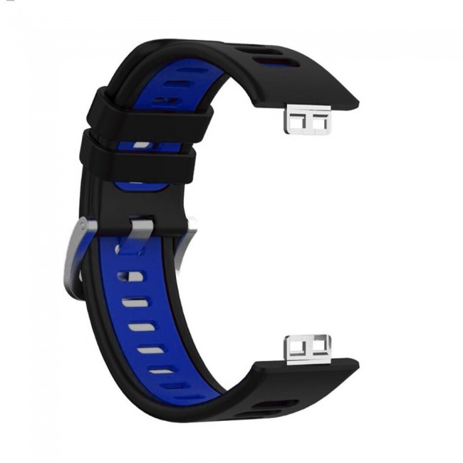 Huawei Watch Fit Silicone Strap Watchband Double Color Replacement Band Compatible with Huawei Fit Smart Watch Black/Blue