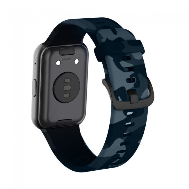 Huawei Band 7 Watch Strap Sport Silicone Replacement Band Bracelet Adjustable Wristband with Buckle Closure Camouflage Print
