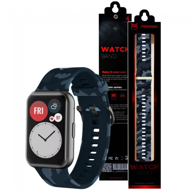 Huawei Band 7 Watch Strap Sport Silicone Replacement Band Bracelet Adjustable Wristband with Buckle Closure Camouflage Print