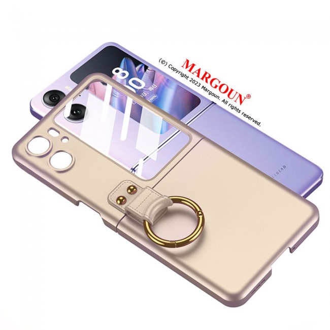 MARGOUN For OPPO Find N2 Flip 5G Case Ultra-thin Plastic Matte Case with Grip/Gold