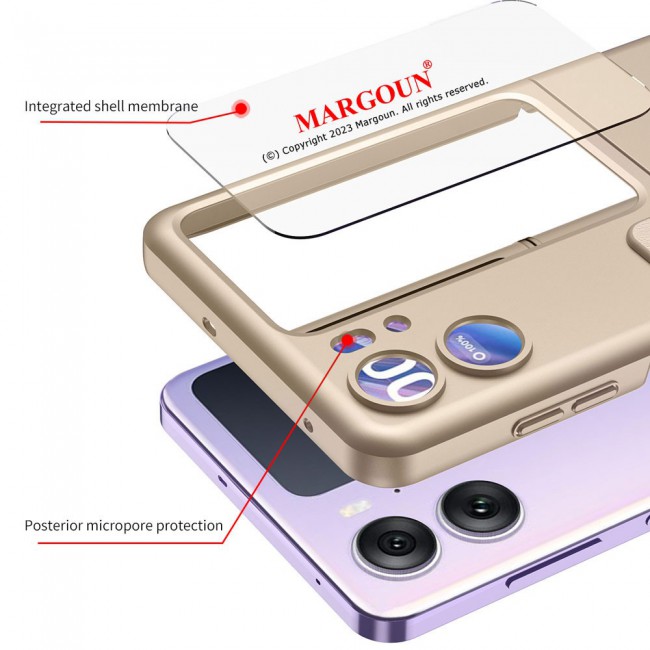 MARGOUN For OPPO Find N2 Flip 5G Case Ultra-thin Plastic Matte Case with Grip/Gold