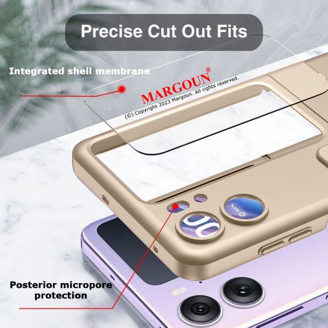MARGOUN For OPPO Find N2 Flip 5G Case Ultra-thin Plastic Matte Case with Grip/Gold