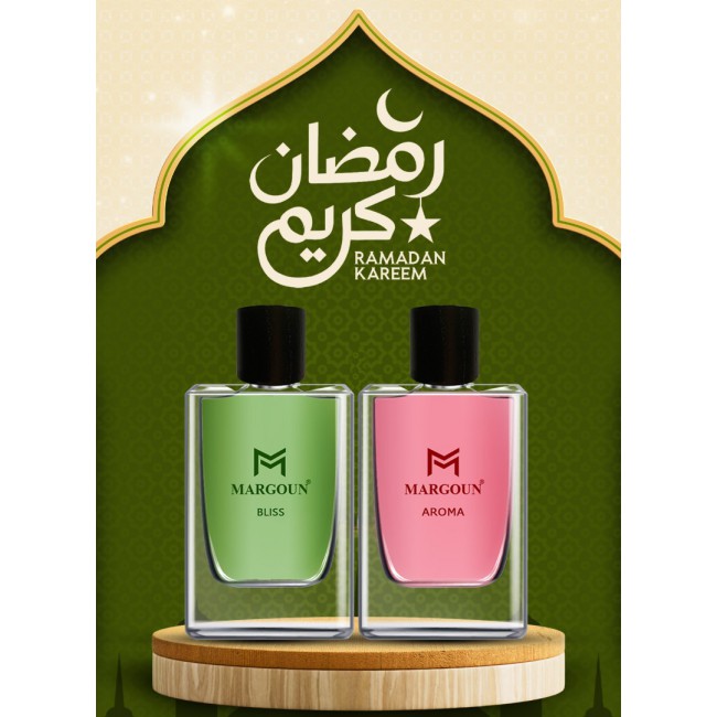 Ramadan Perfume Gift Set for Couples – Margoun Bliss 85ml Men EDP + Margoun Aroma 85ml Women EDP | Long Lasting Luxury Eau de Parfum Bundle