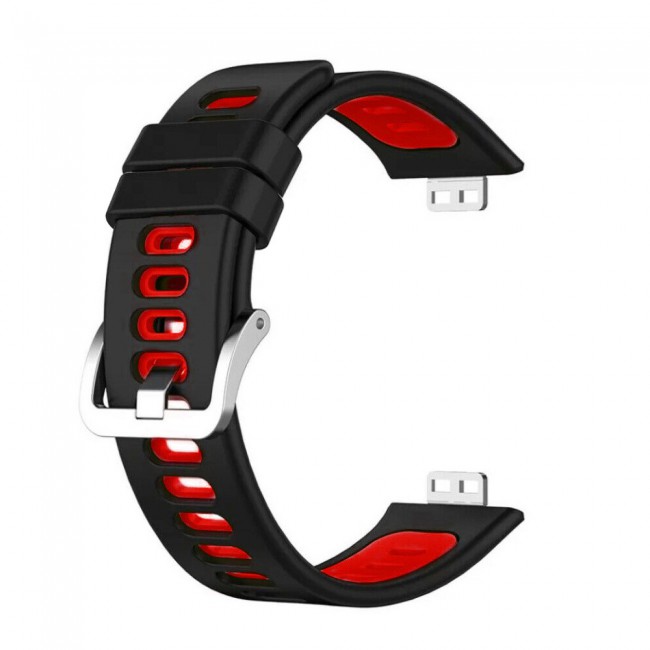 Huawei Watch Fit Silicone Strap Watchband Double Color Replacement Band Compatible with Huawei Fit Smart Watch Black/Red