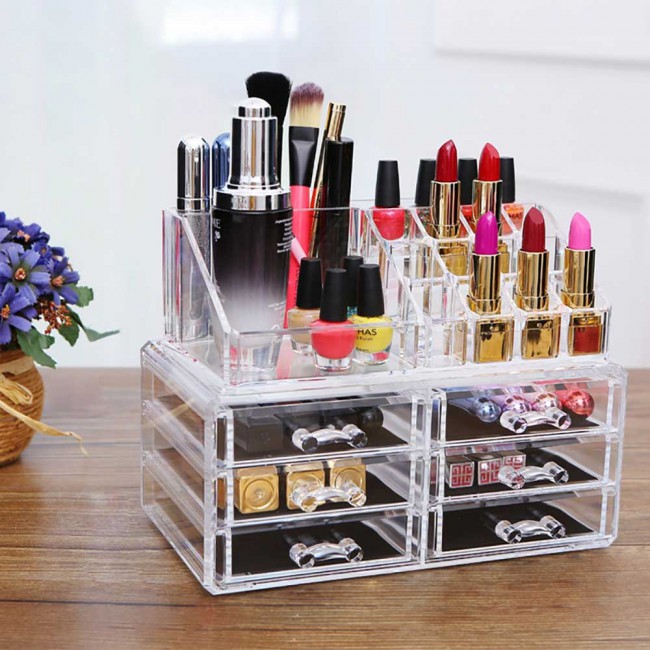 Acrylic makeup organizer deals