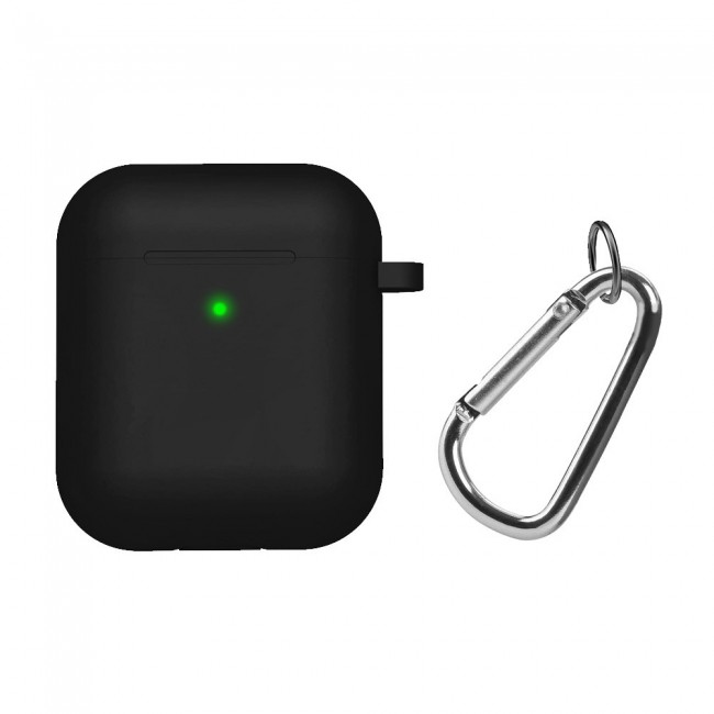Airpods 2 Protective Case Cover with Carabiner by Margoun - Black
