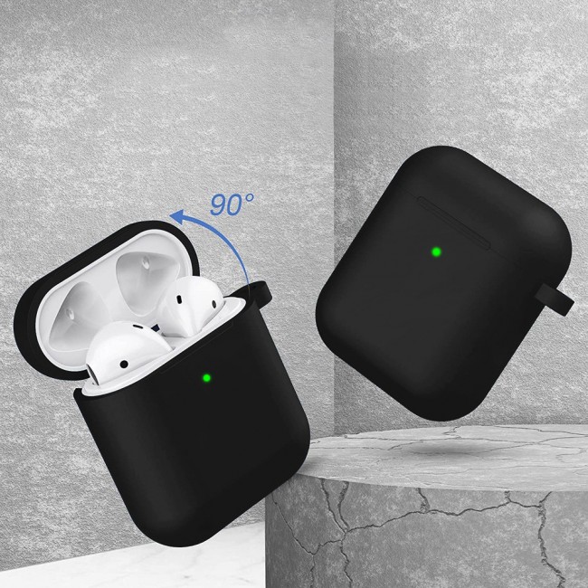 Airpods 2 Protective Case Cover with Carabiner by Margoun - Black