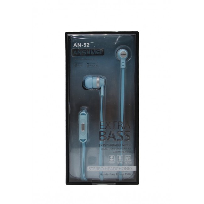 Anshmei AN-52 Bass Headphones with DSP Mic - Blue