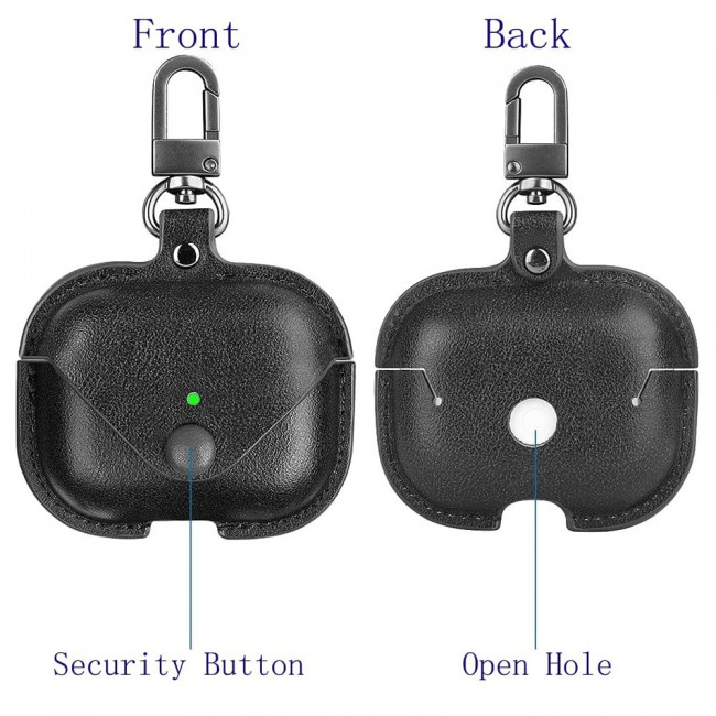 Apple Airpods 3 Charging Leather Case Cover with Carabiner Key Clasp