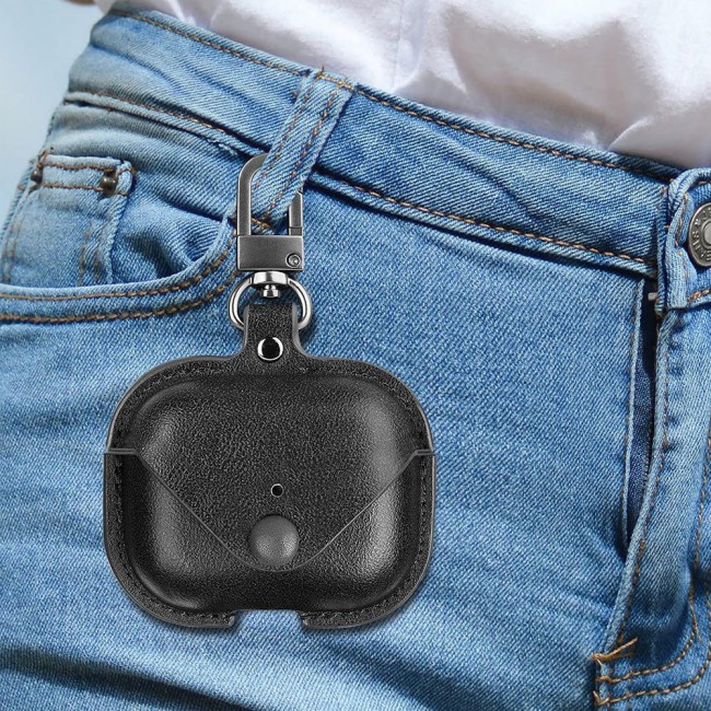 Apple Airpods 3 Charging Leather Case Cover with Carabiner Key Clasp