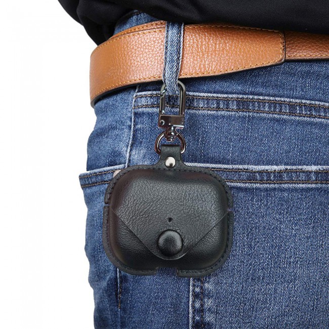 Apple Airpods 3 Charging Leather Case Cover with Carabiner Key Clasp