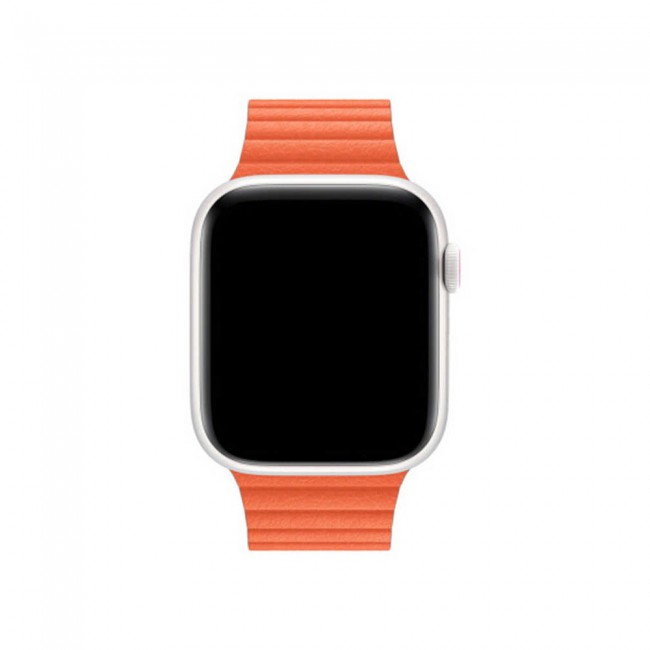 Apple Watch Band 42-44-45mm Leather Loop Strap Henlein Series by Margoun - Orange