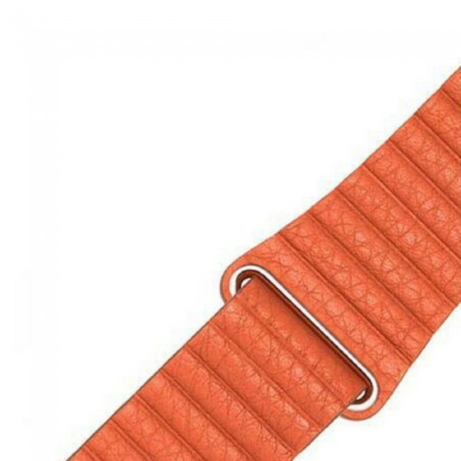 Apple Watch Band 42-44-45mm Leather Loop Strap Henlein Series by Margoun - Orange