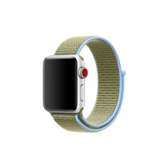Apple Watch Band 42-44-45mm Nylon Sport Loop Strap Henlein Series by Margoun - Olive Green Blue Edge