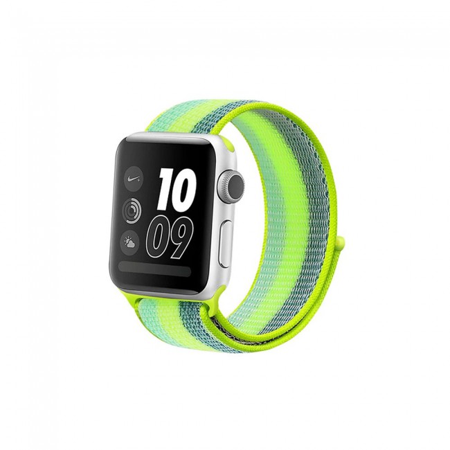 Apple Watch Band 42-44-45mm Nylon Sport Loop Strap Henlein Series by Margoun - Multi Green