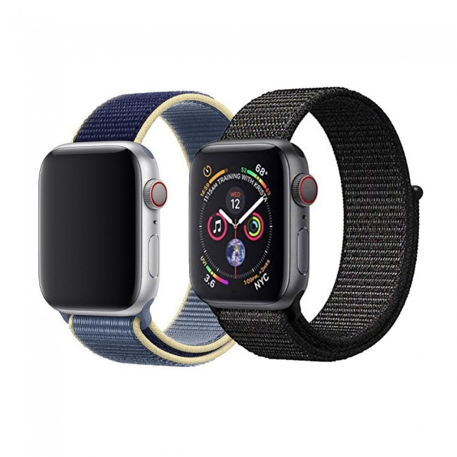 Apple Watch Band 42 44 45mm Fine Woven Nylon Strap Black and