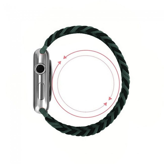 Apple Watch Band 38-40-41mm Stretcheable Elastic Braided Solo Loop Henlein Series by Margoun - Green Black
