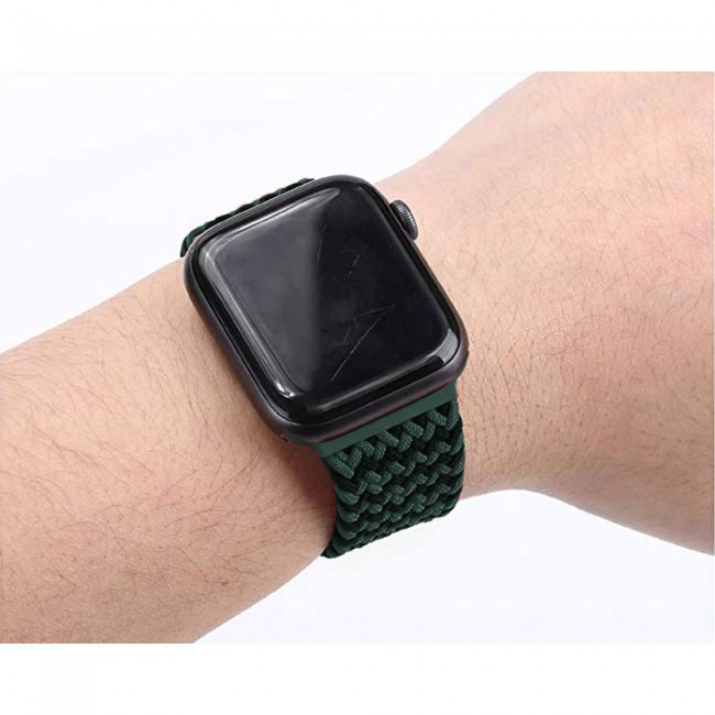 Apple Watch Band 38-40-41mm Stretcheable Elastic Braided Solo Loop Henlein Series by Margoun - Green Black