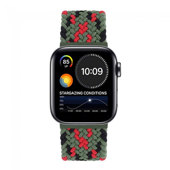 Apple Watch Band 38-40-41mm Stretcheable Elastic Braided Solo Loop Henlein Series by Margoun - Green Red