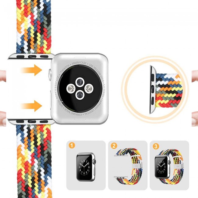 Apple Watch Band 38-40-41mm Stretcheable Elastic Braided Solo Loop Henlein Series by Margoun - Multicolor