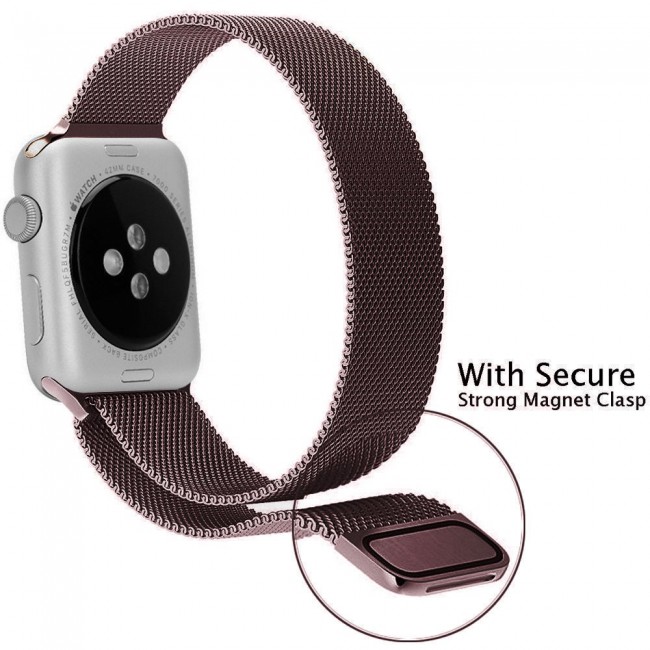 Margoun Apple Watch Band 38-40-41mm Milanese Loop Strap Henlein Series - Brown Gold
